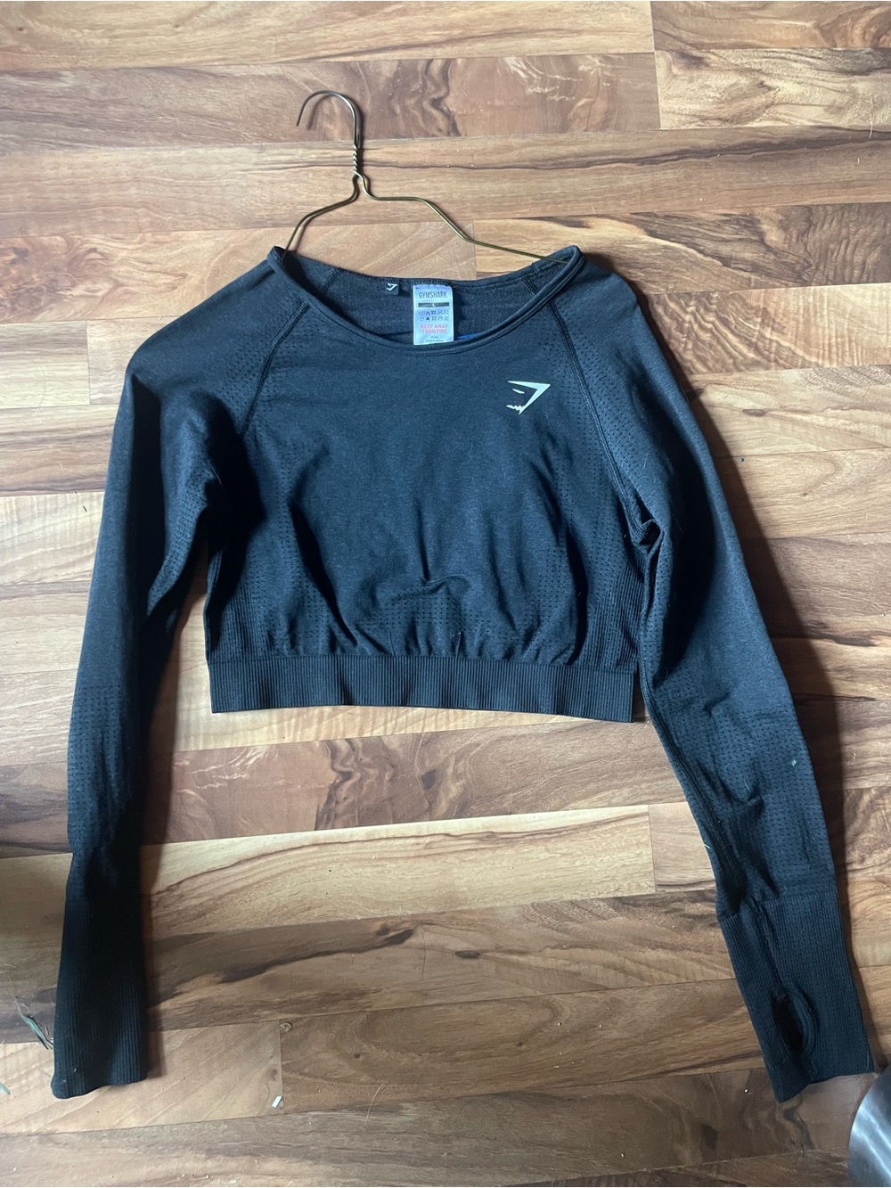 Gymshark Black Long Sleeve Cropped Seamless Top